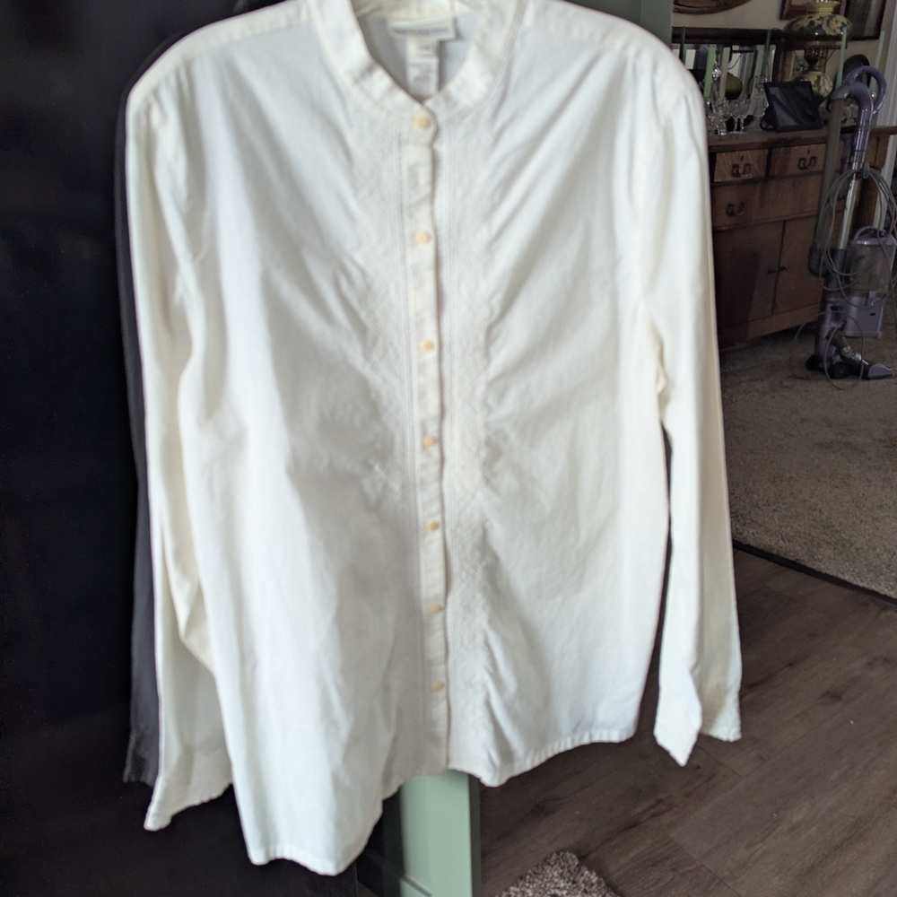 Jones New York Sport White Cotton Blouse